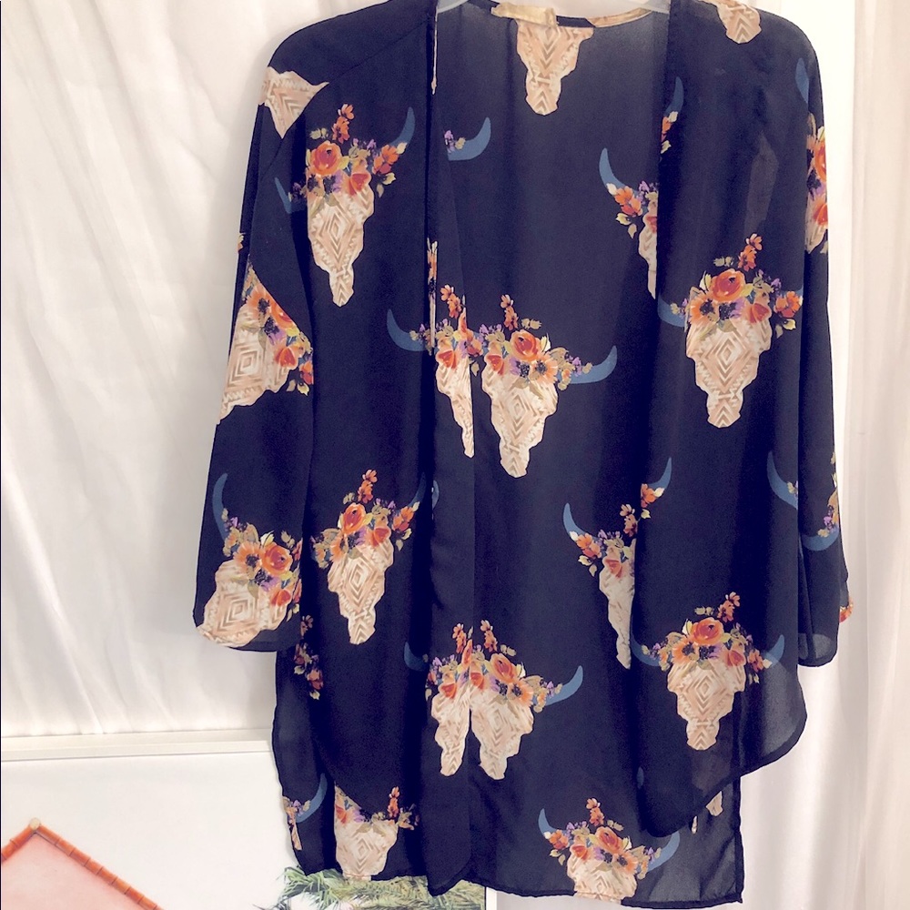 Black Altar’d State floral cow-skull shawl!